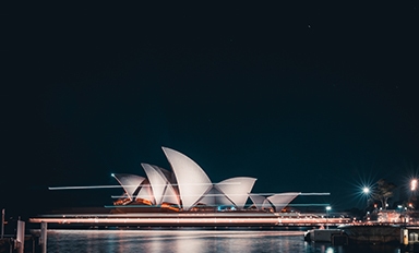 Sydney Opera House illuminated at night - Snappy Photobooths service area