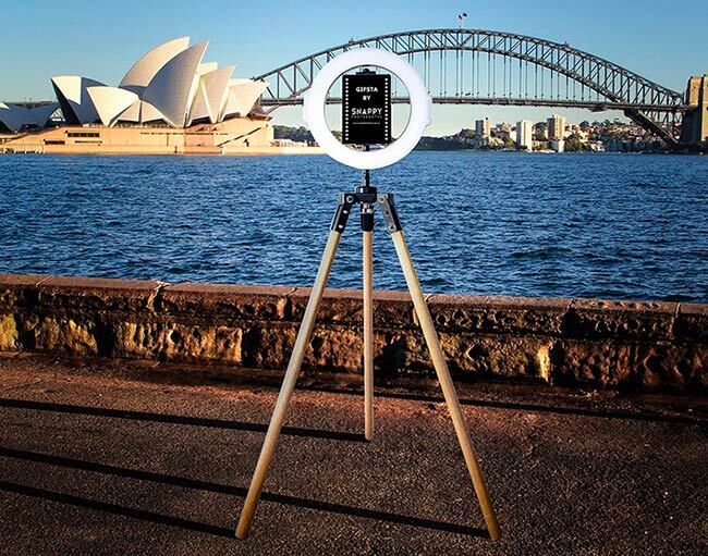 One of Snappy Photobooths' photo booth's with the Sydney Opera House in the background